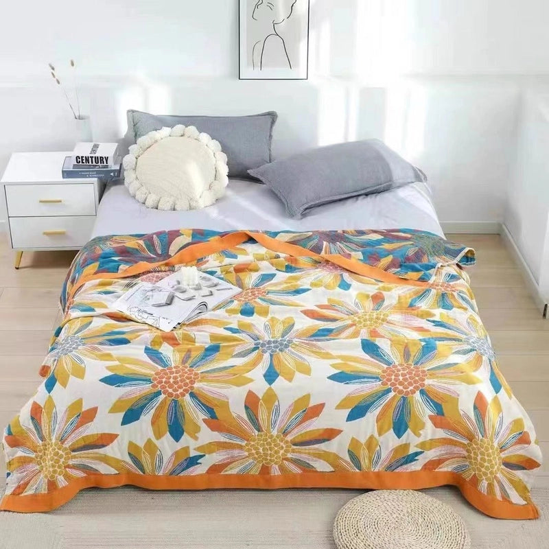 National Fashion Pure Cotton Gauze Quilt Adult Lunch Break Sofa Cover Blanket Summer Towel Quilt Pure Cotton Single Double Blanket Bed Sheet