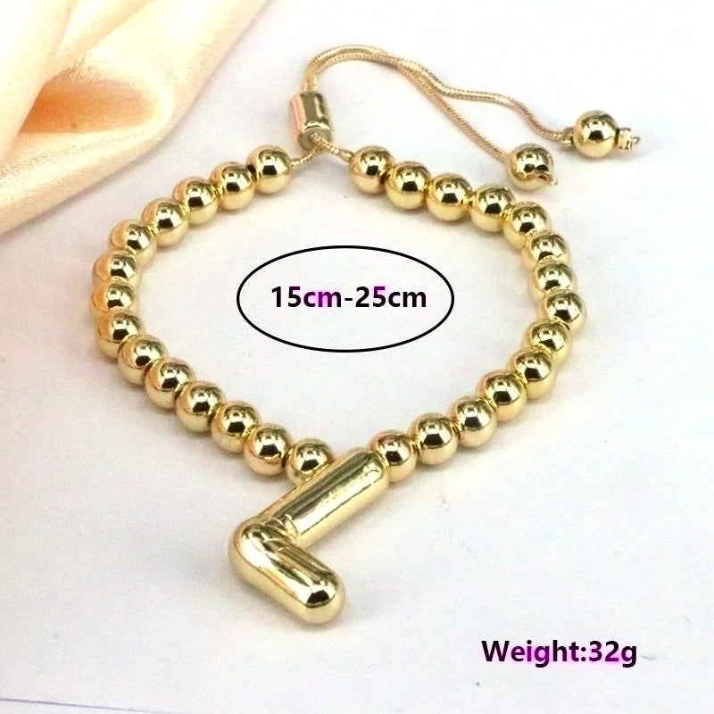 Copper Gold Plated Vintage Style Minimalist Letter Bracelets