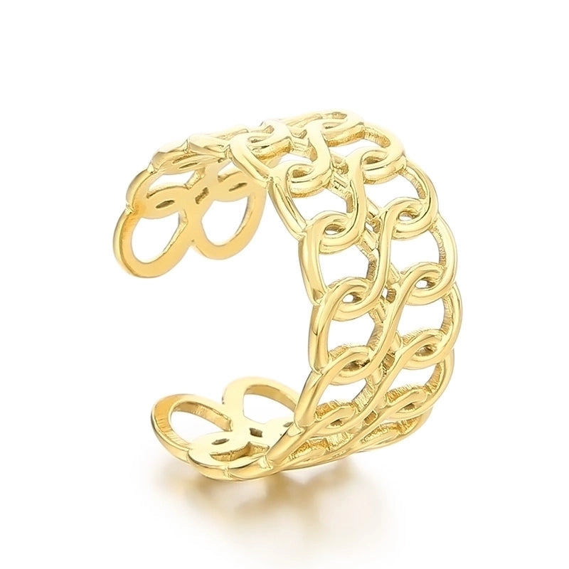 Minimalist Solid Color Titanium Steel 18K Gold Plated Polishing Open Rings