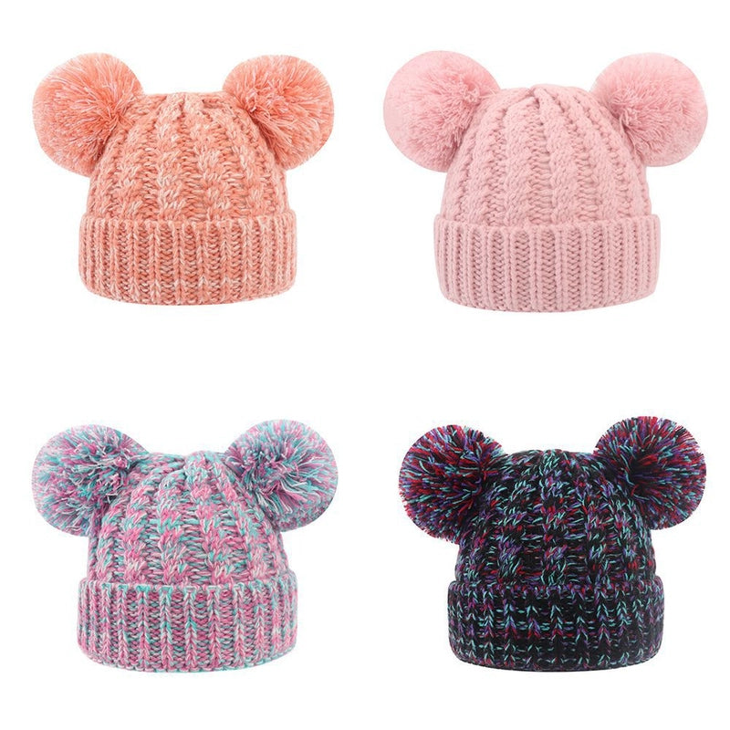 Children Unisex Sweet Minimalist Solid Color Pom Poms Wool Cap