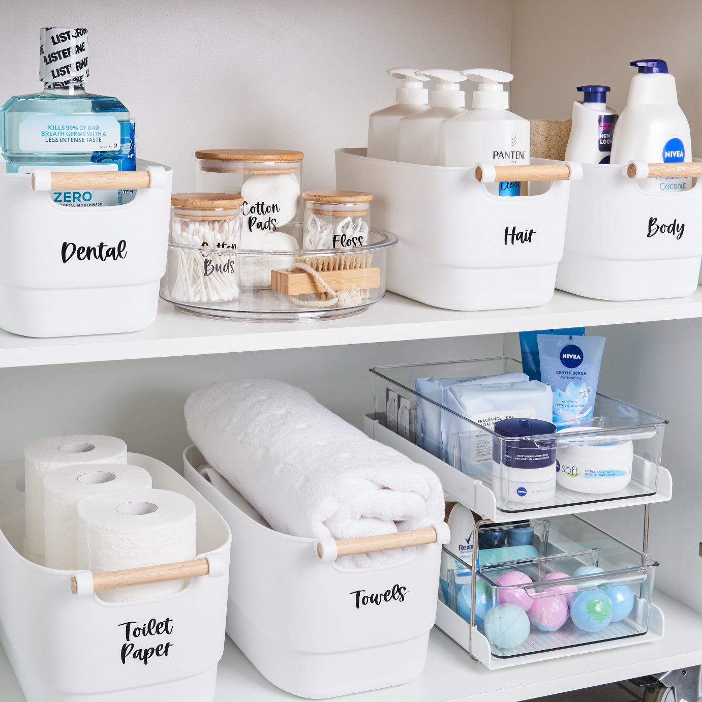 Storage Tub w/ Wooden Handle - 6 Set Mixed