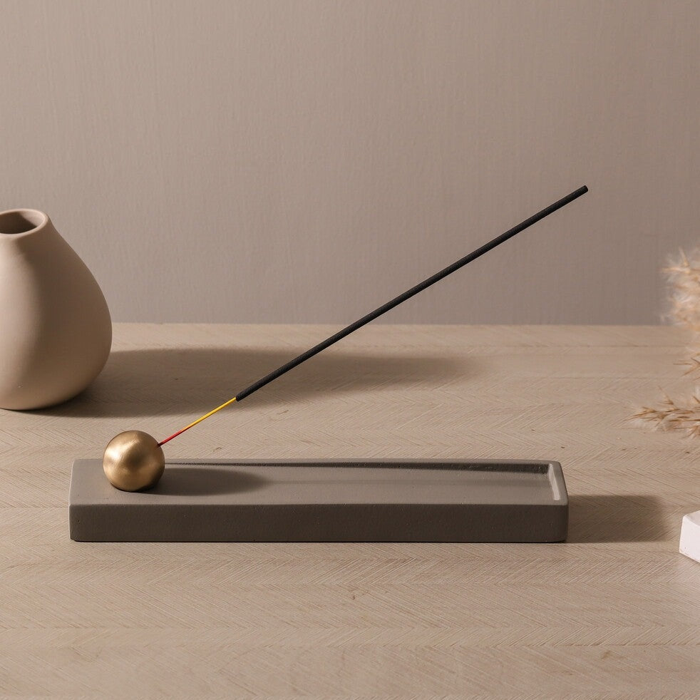 Calm Metal & Concrete Incense Holder - Grey