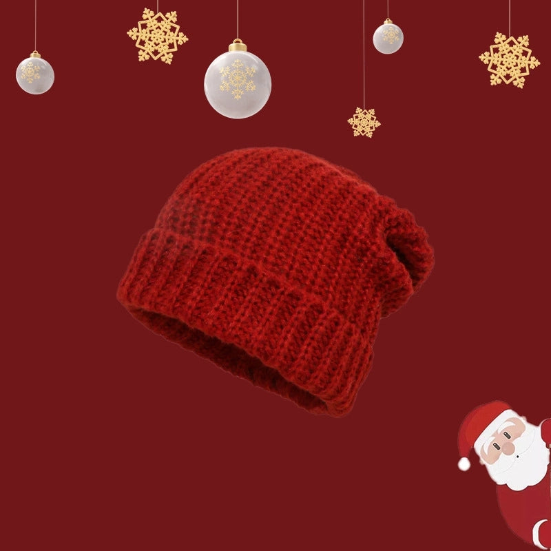 Women's Casual IG Style Lattice Solid Color Elk Knit Scarf Hat Beanie Hat