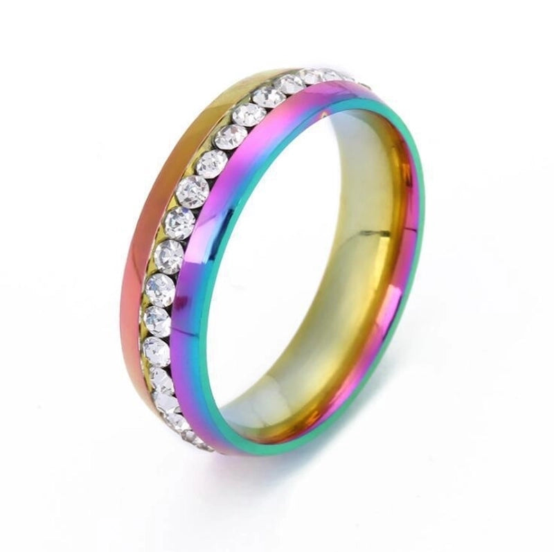 3 Pieces Minimalist Round 304 Stainless Steel Artificial Gemstones Plating Inlay Stainless Steel Rings