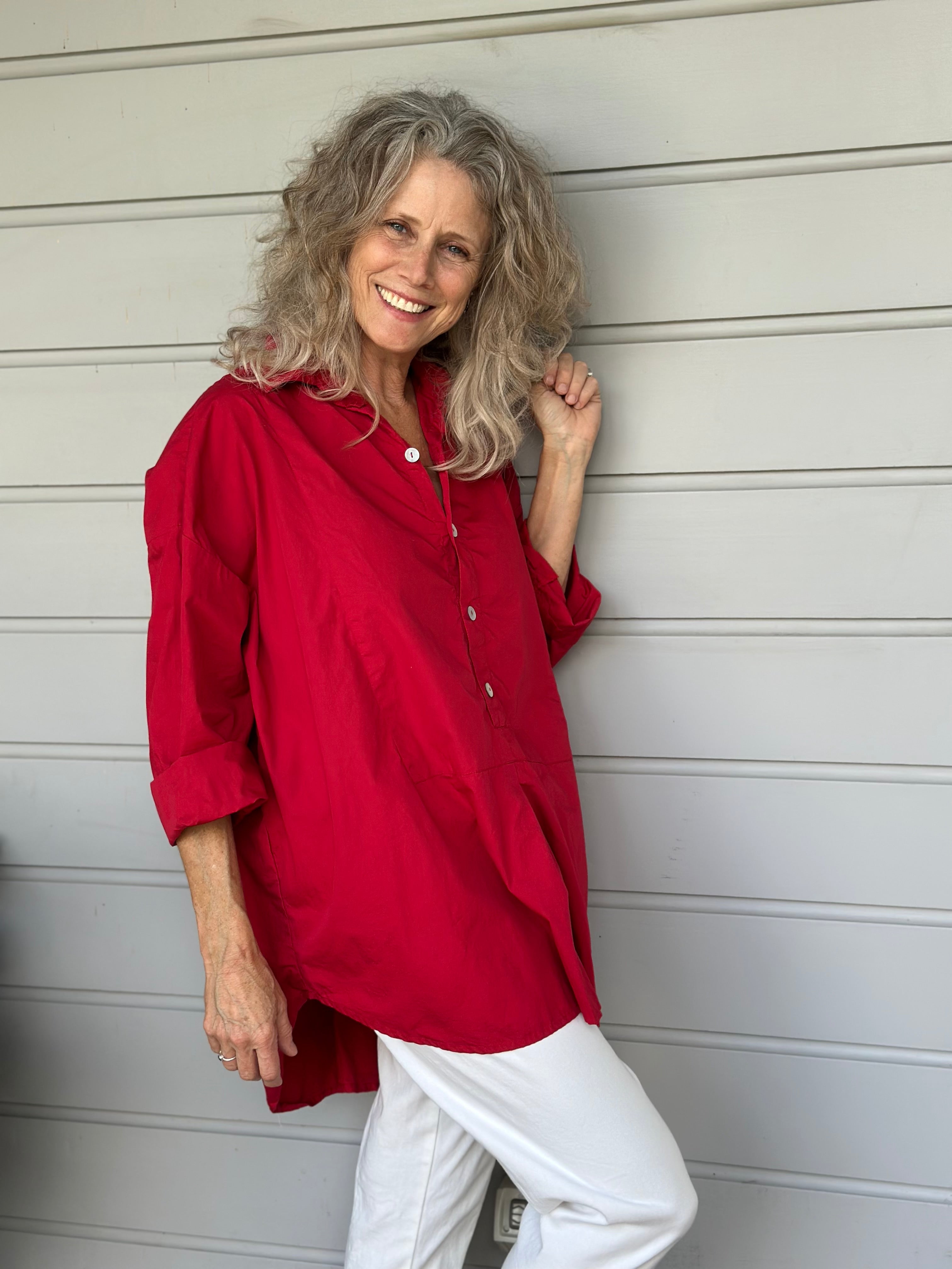 megan shirt - red cotton