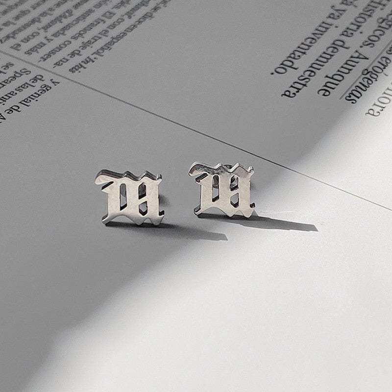 M Old English Earrings