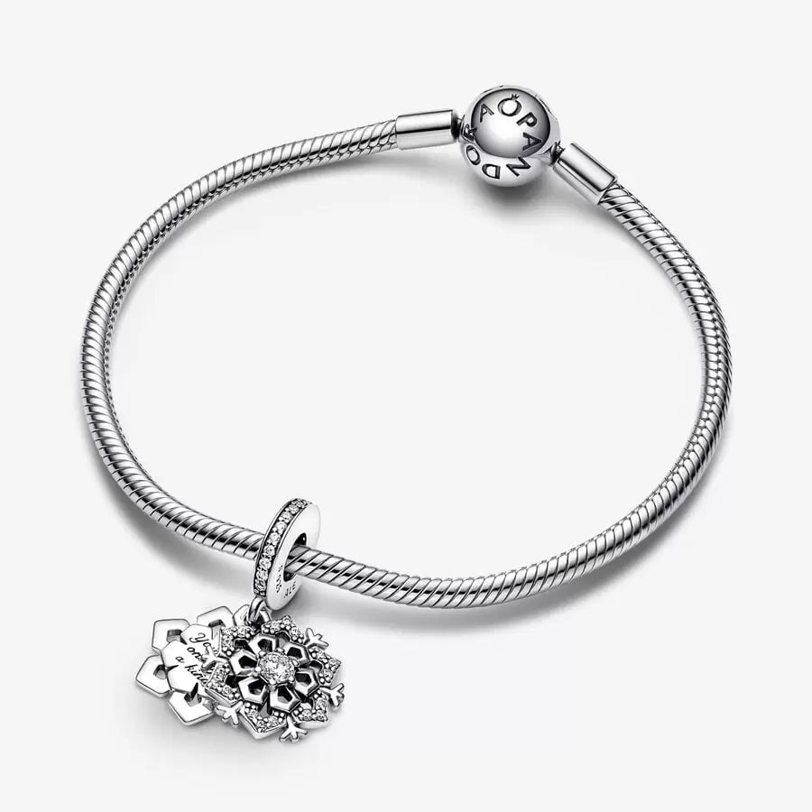 Sparkling Snowflake Double Dangle Pandora Charm