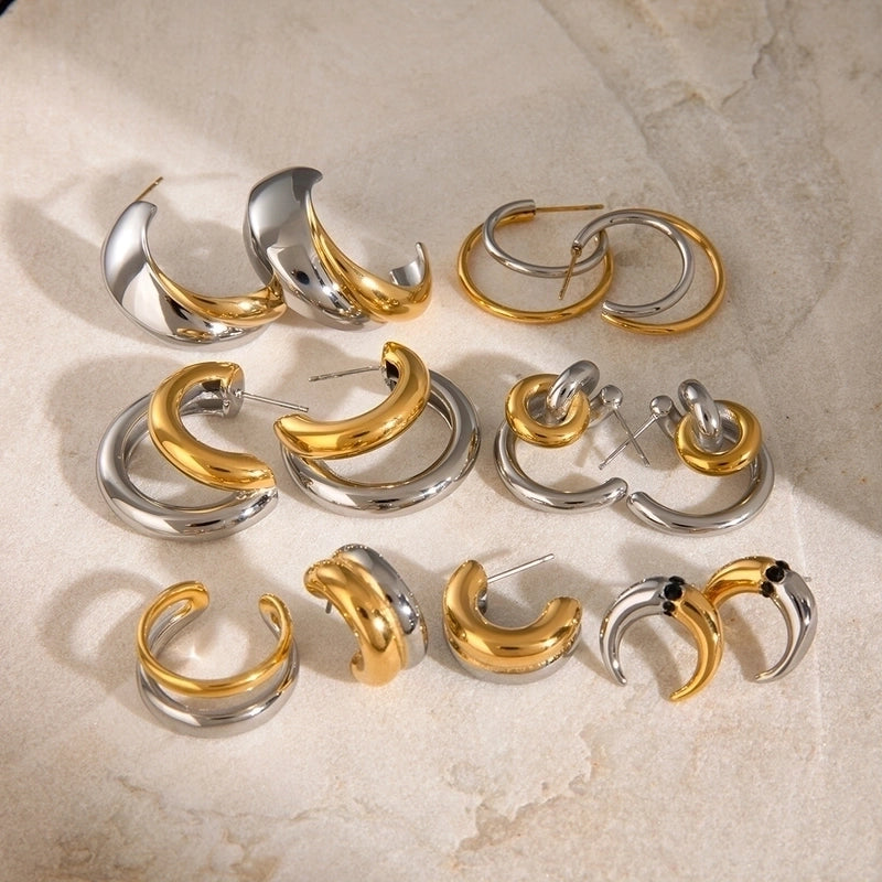 1 Pair Minimalist Classic Style Geometric Mixed Color 304 Stainless Steel Ear Studs