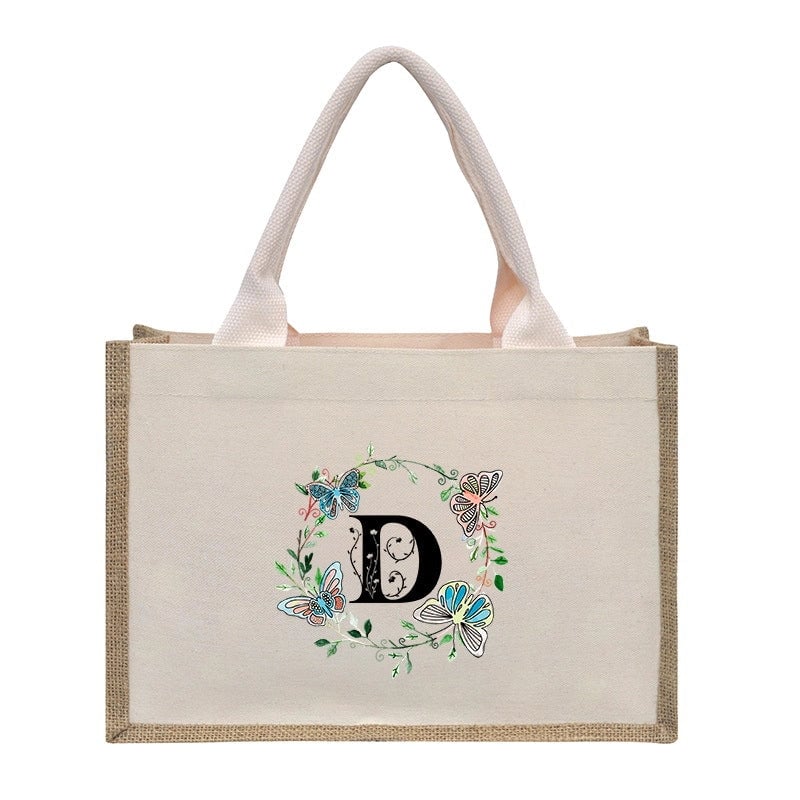 Women's Medium Canvas Letter Basic Classic Style Open Shopping Bags