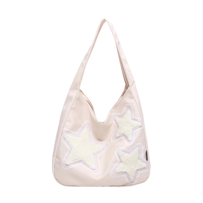 Women's Cloth Color Block Star Cute Streetwear Square Zipper Shoulder Bag