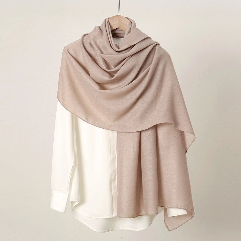 Women's Casual Sweet Solid Color Cotton And Linen Scarf