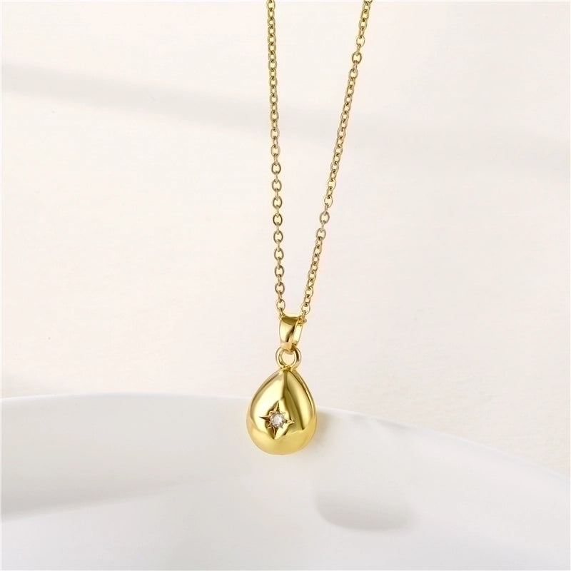 Stainless Steel Titanium Steel 18K Gold Plated INS Style Plating Inlay Sun Heart Shape Whale Zircon Pendant Necklace