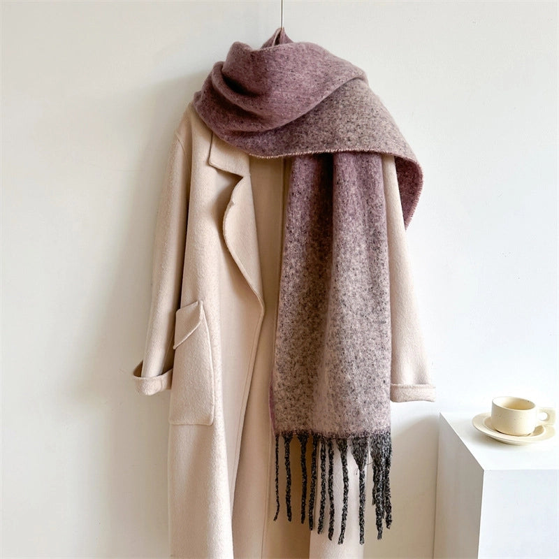Women's Elegant Basic Minimalist Tassel Imitation Cashmere Polyester Scarf
