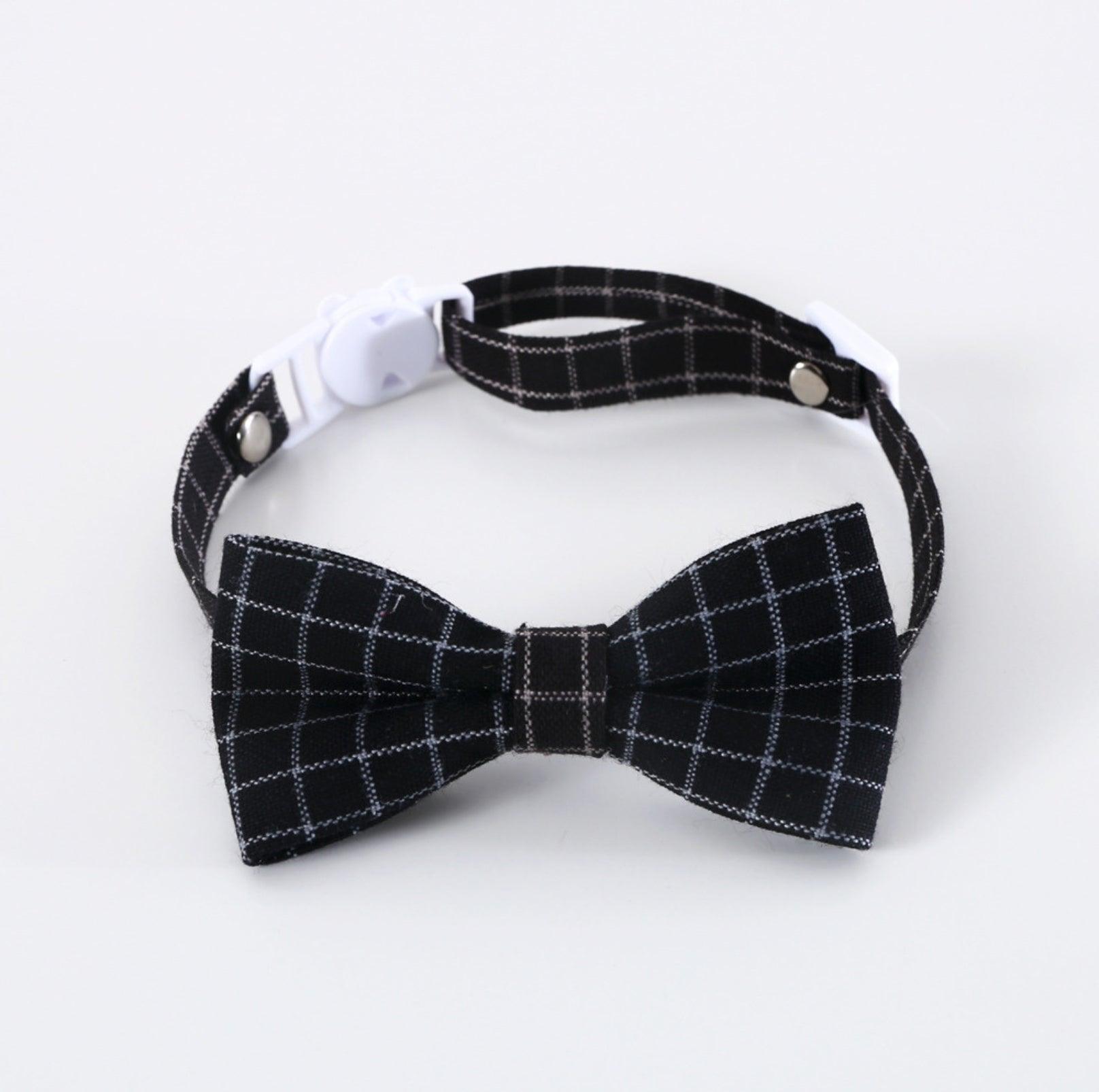 Pet Adjustable Bow/Tie Collar with Plaid Pattern