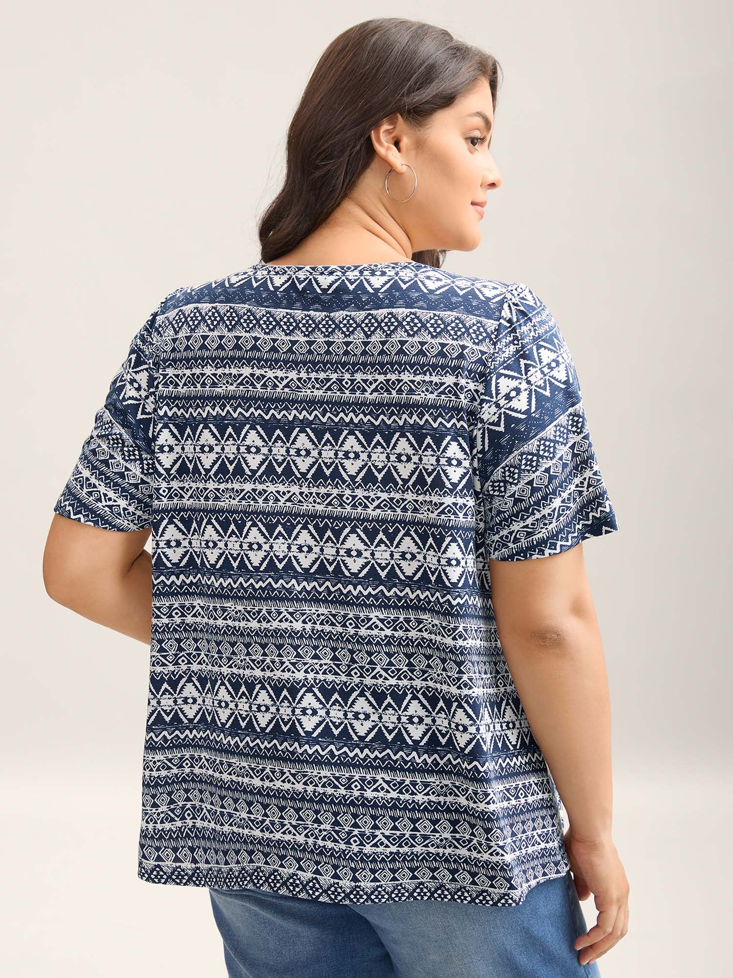 Boho Print Square Neck T-Shirt