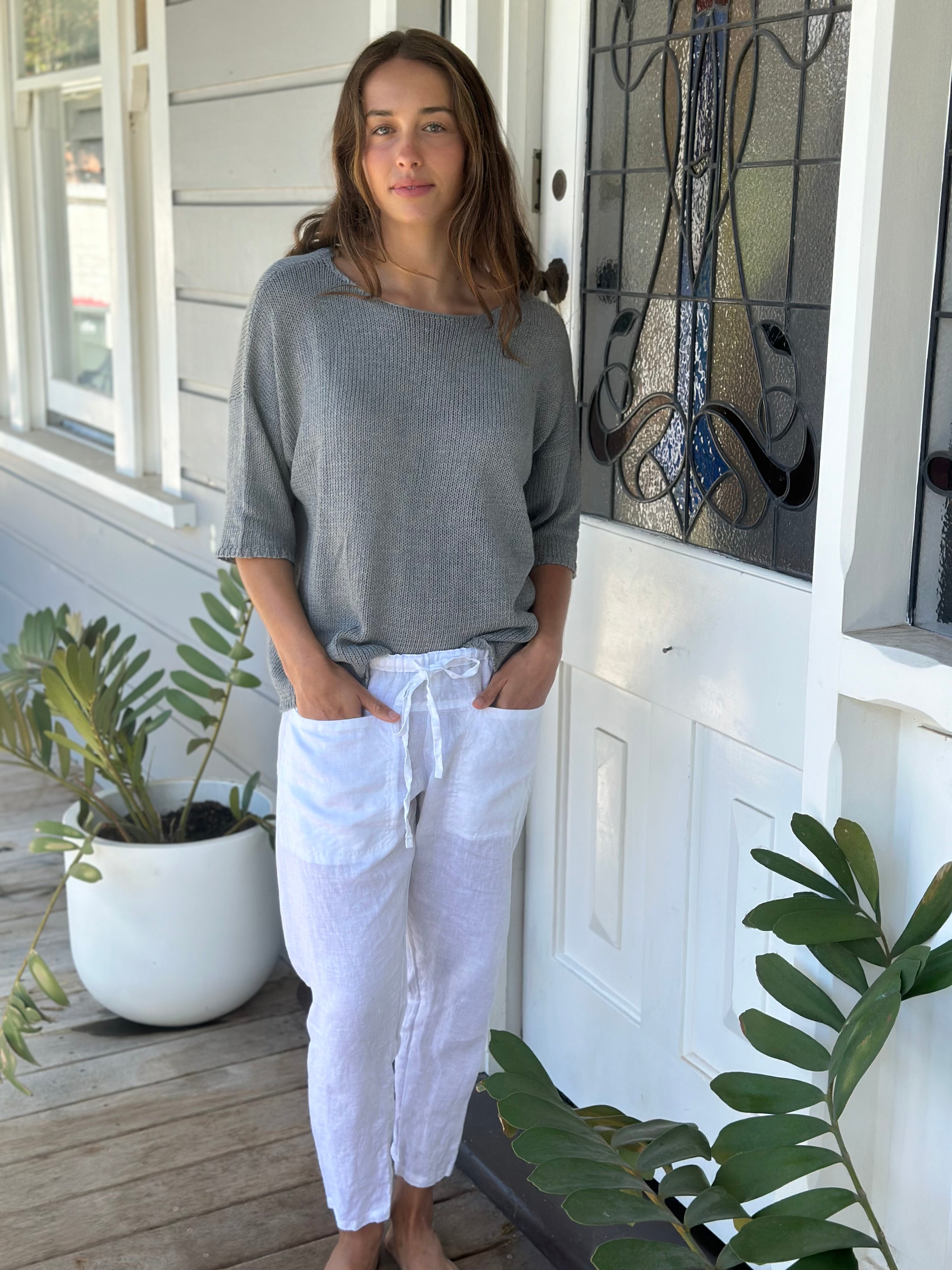 jessie pant-white linen