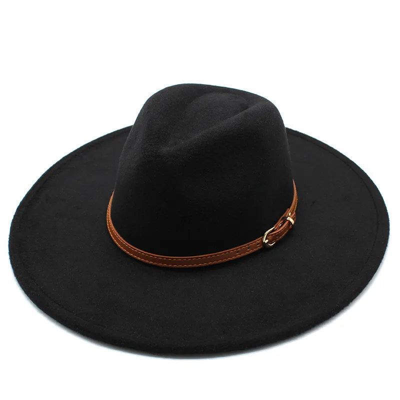 British Style Hat Harajuku Style 9.5cm Large Edge Woolen Top Hat For Men And Women Warm Jazz Hat For Autumn And Winter