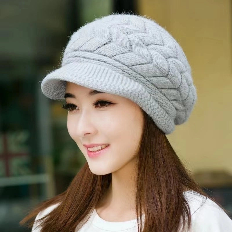 2 Pieces Women's Elegant Basic Minimalist Solid Color Curved Eaves Wool Cap Beret Hat
