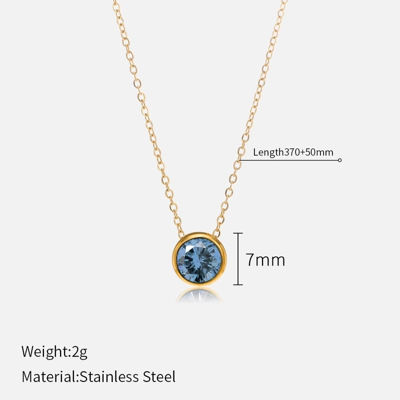 Minimalist Round 304 Stainless Steel Rhinestones Plating Stainless Steel Necklaces