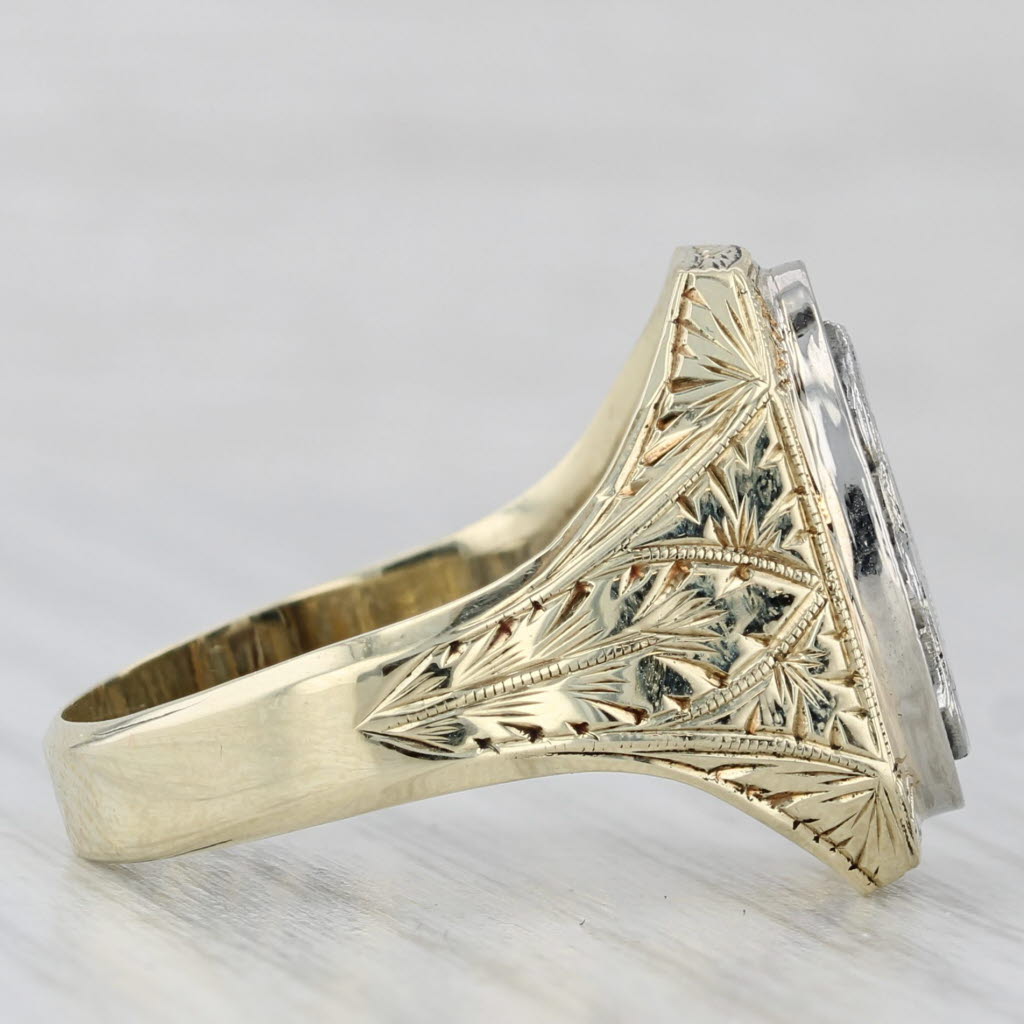 Vintage Ornate Old English Letter G Onyx Signet Ring 14k Gold Size 12