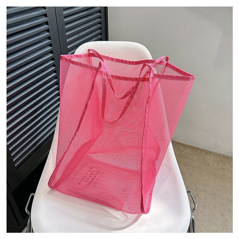 Women's Large All Seasons Net Basic Shoulder Bag Shopping Bags