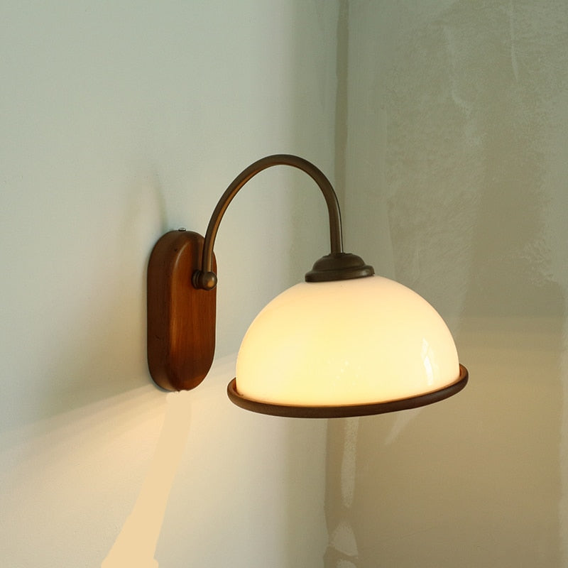 Retro Solid Wood Wall LED Lamp with Plug