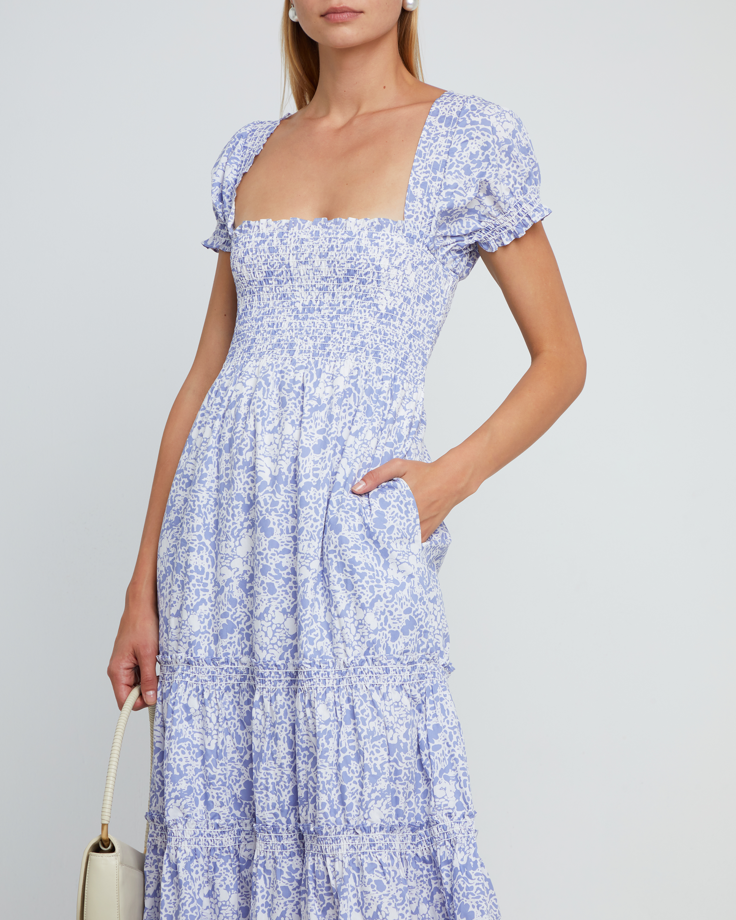 Square Neck Smocked Maxi Dress