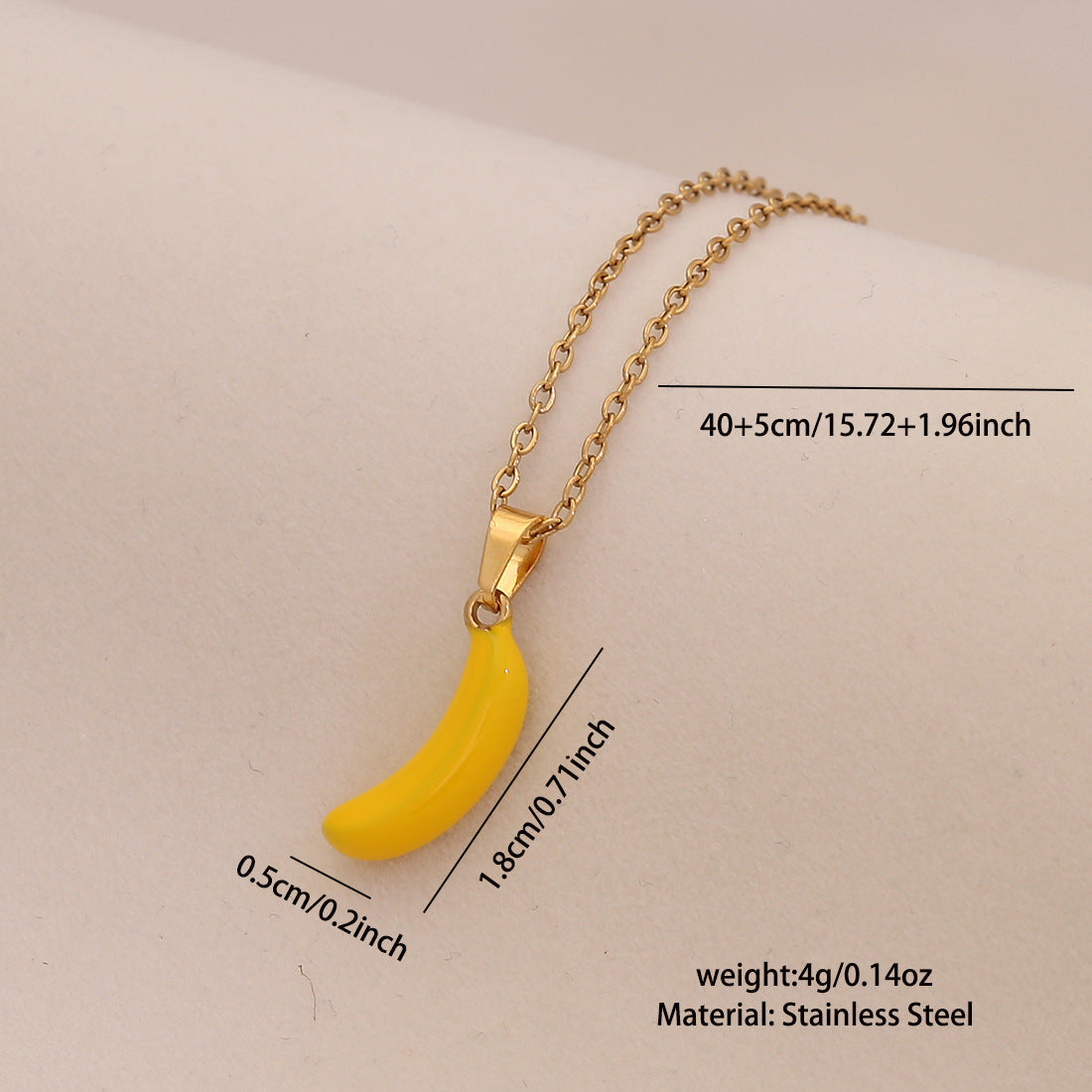 Fruit Series Cherry Strawberry Pendant Necklace Titanium Steel Banana Apple N1570