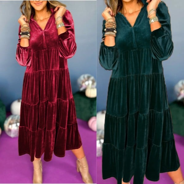 🎁Last Day 49% OFF--🔥V Neck Velvet Dress