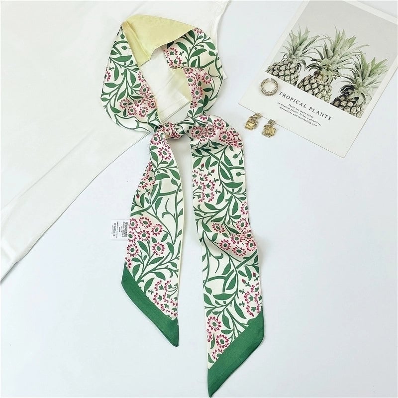 Women's Sweet Flower Satin Silk Scarves