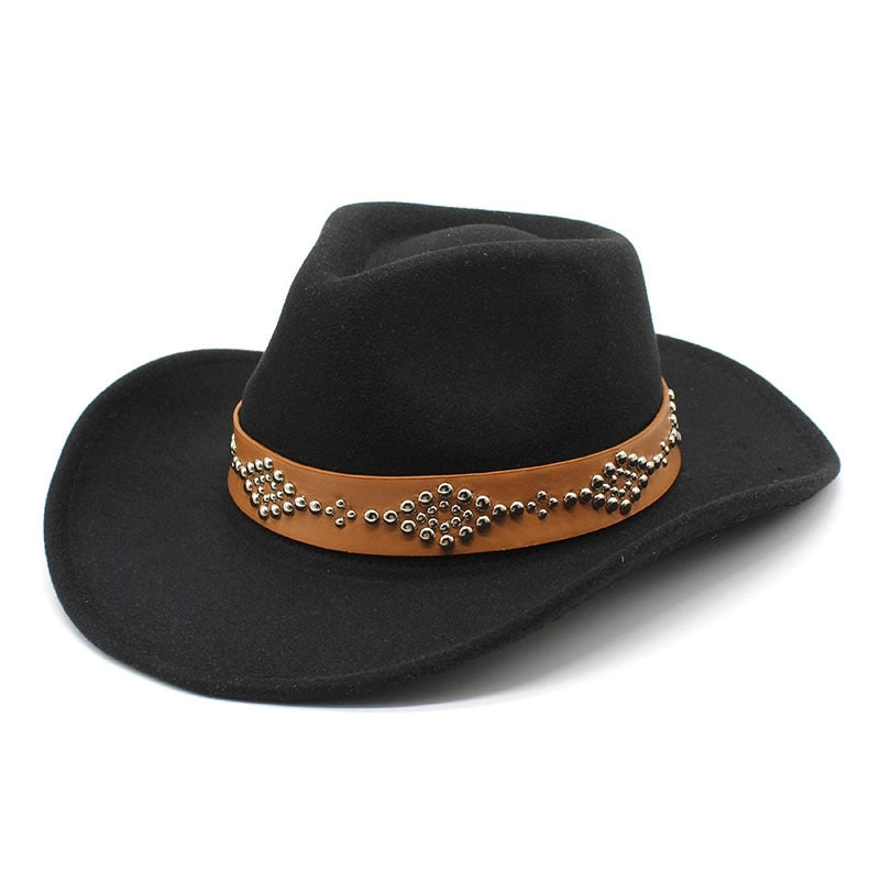 Tibetan Style Top Hat Curved Eaves Autumn And Winter Cashmere Felt Hat American Western Cowboy Hat Spring And Autumn Men's And Women's Groom Studio Hat