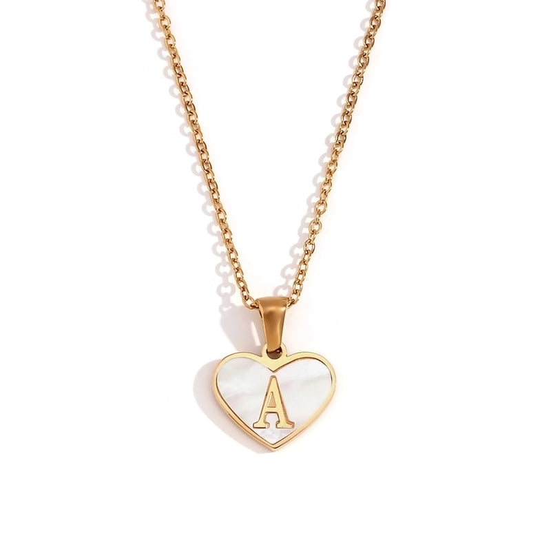 Minimalist Letter Heart Shape 304 Stainless Steel Shell Plating Pendant Necklace