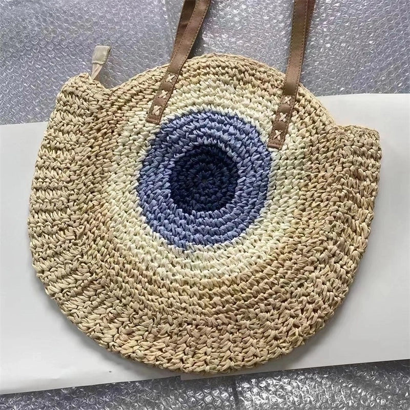 Women's Straw Solid Color Vintage Style Beach Square Hidden Buckle Handbag