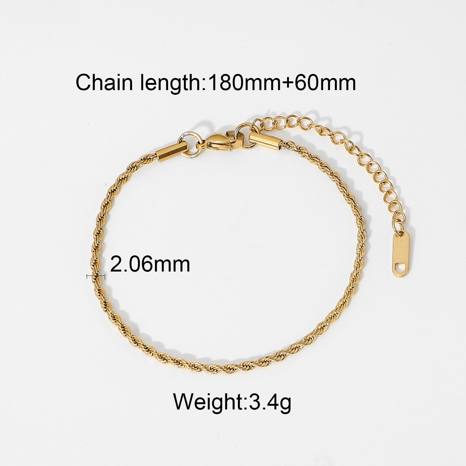 Women  Chain Geometric Stainless Steel 18K Gold Plated Bracelets