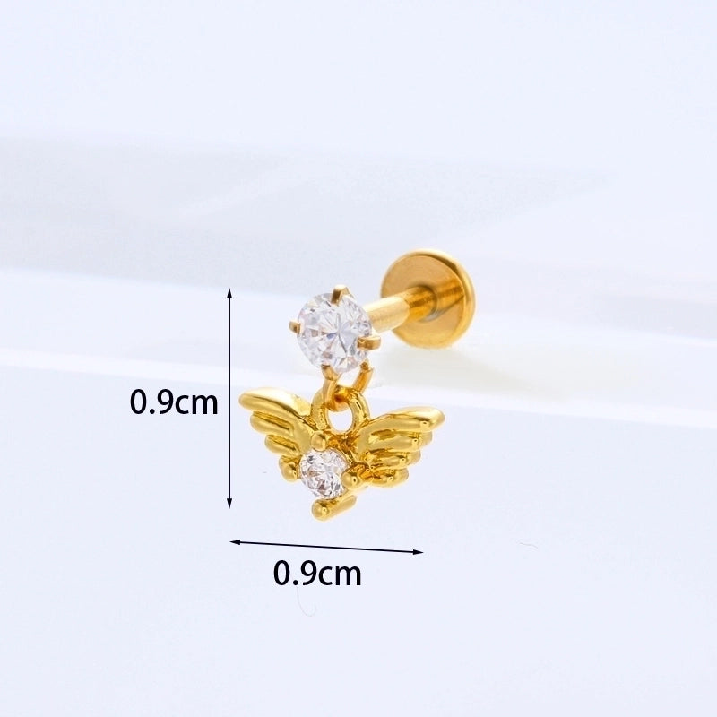 Ear Cartilage Rings & Studs Flower 316L Stainless Steel  Copper Inlaid Zircon