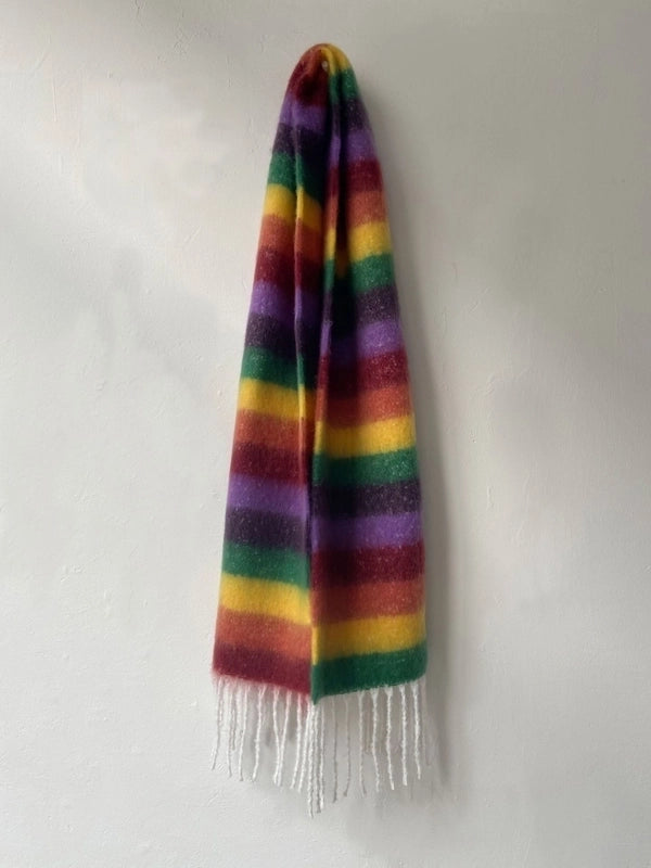 Women's Elegant Basic Color Block Polyester Tassel Scarf