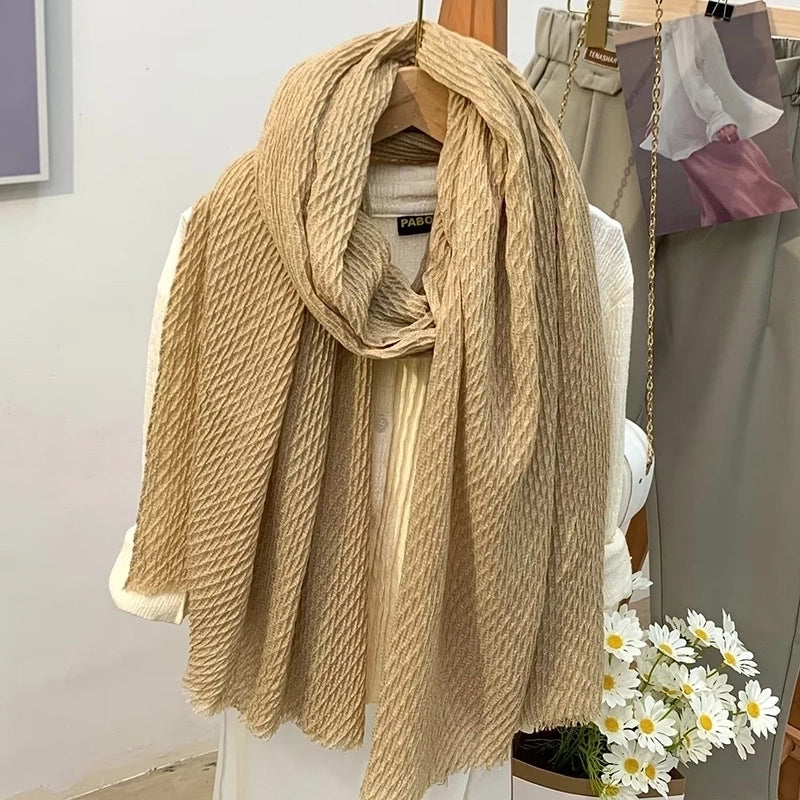 Women's Minimalist Solid Color Cotton And Linen Scarf