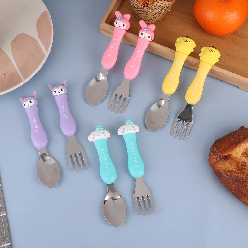 CUTE CARTOON ANIME SPOON FORK SET PORTABLE STAINLESS STEEL TABLEWARE