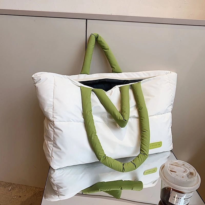 Women's Large Autumn&winter Oxford Cloth Solid Color Streetwear Square Zipper Shoulder Bag Tote Bag