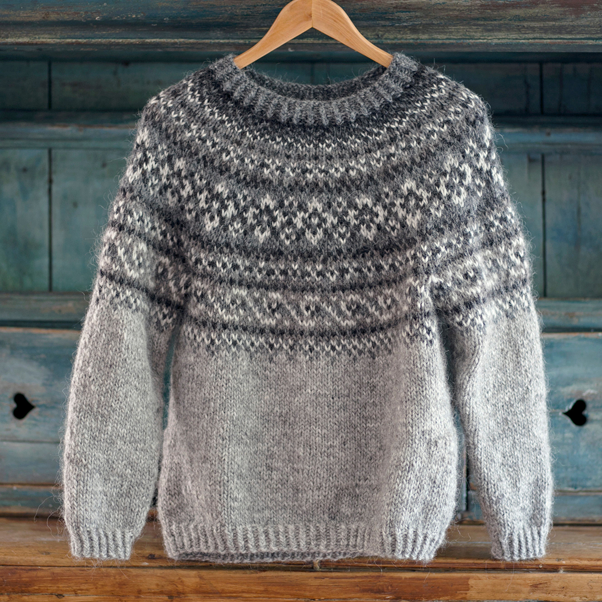 Vintage Beautiful Norwegian Knit Jacquard Crew Neck SweaterUnisex