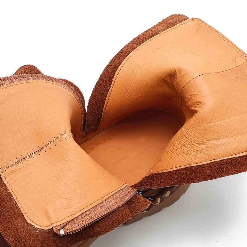 Leather Short Boots Snow Boots Have Fleece Lined for Cold Winter in Black/Brown/Coffee