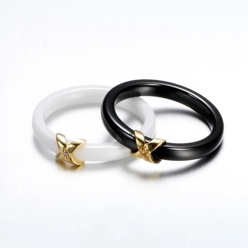 Geometric Titanium Steel Artificial Gemstones Stainless Steel Rings
