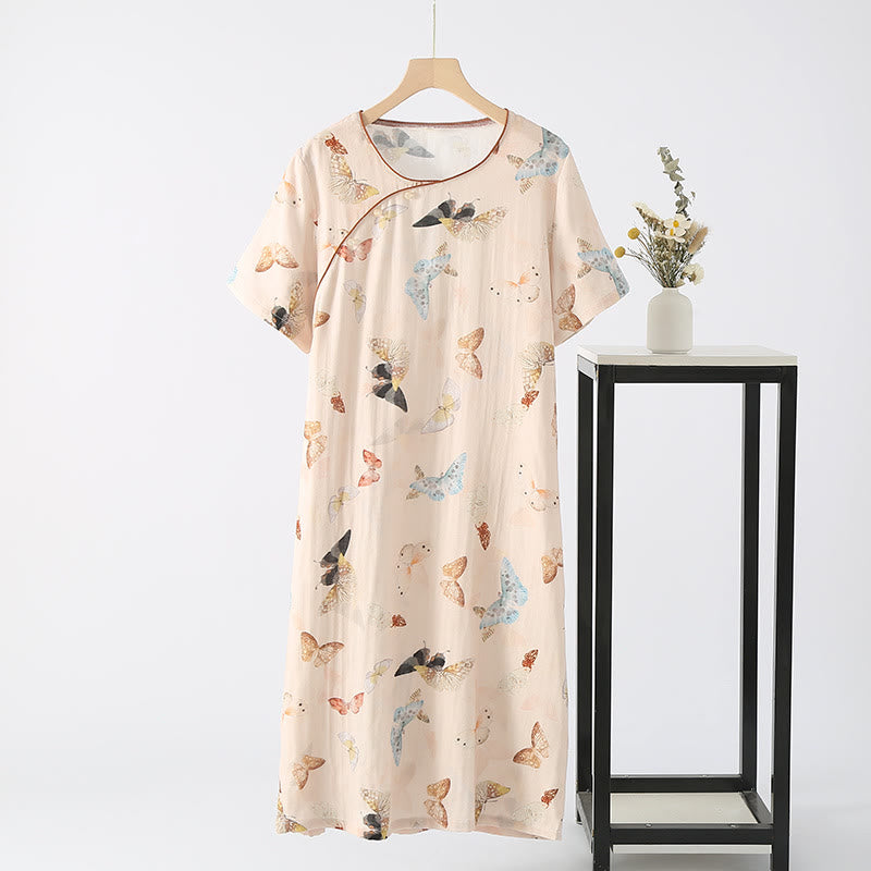 Bamboo Fiber Rural Butterfly Summer Nightgown