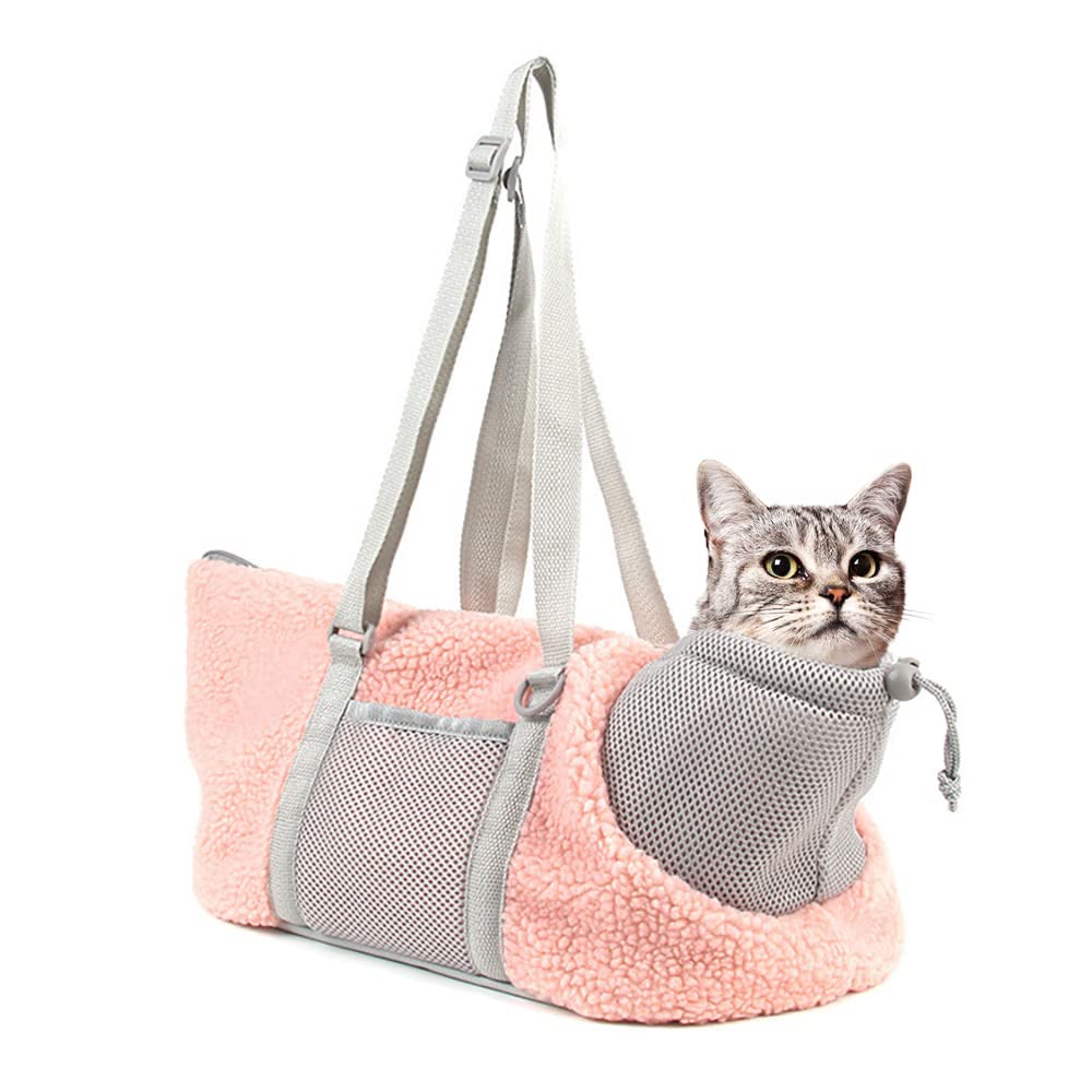 LIFEBEA Small Cat Carrier Pet bag: Comfy Shoulder Bag with Adjustable Strap for Small Dogs. Puppies. Kittens Up to 3kg /6.6 lbs - Pink