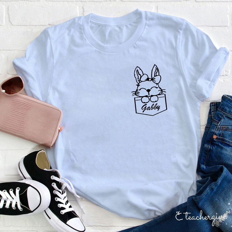 Personalized Name Cute Rabbit Teacher T-Shirt