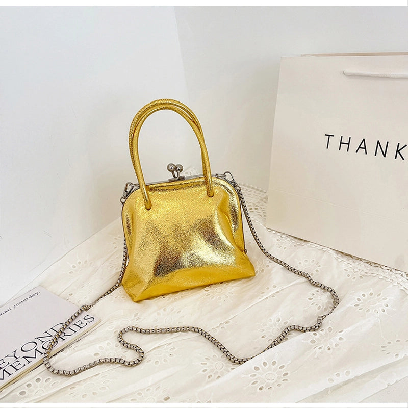 Women's Small PVC Solid Color Streetwear Square Lock Clasp Crossbody Bag