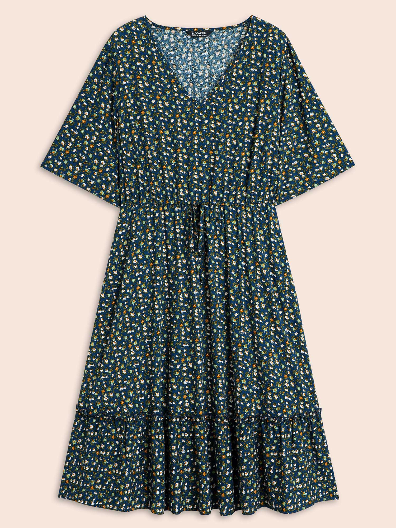 Ditsy Floral Frill Trim Tie Knot Dress