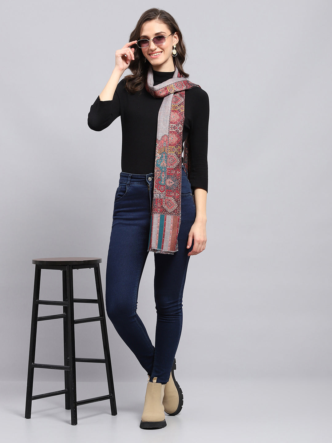 Women Multicolor Self Design Stole