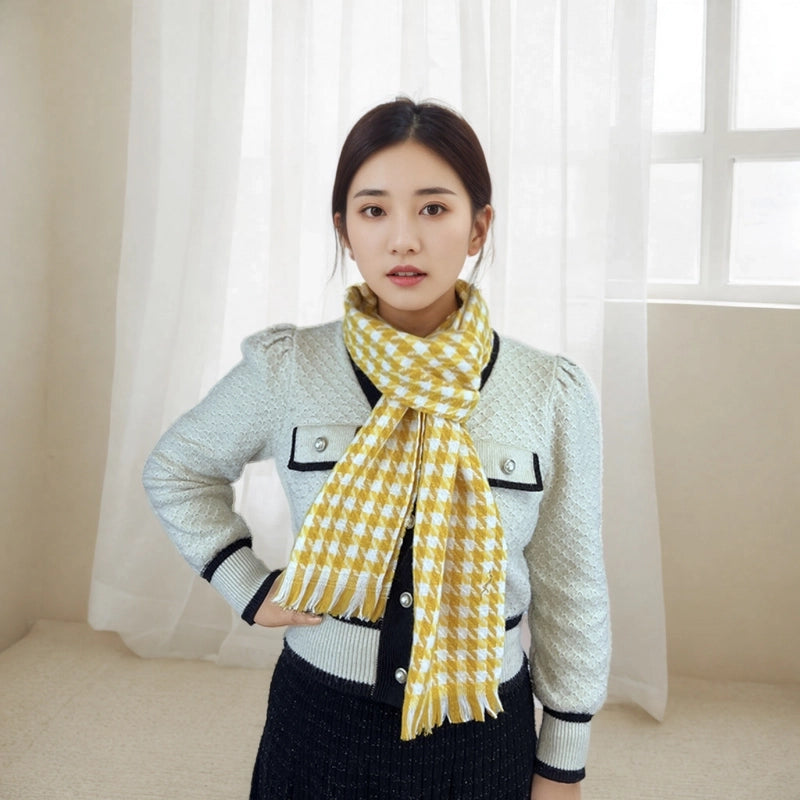 Women's Casual Minimalist Color Block Imitation Cashmere Tassel Scarf