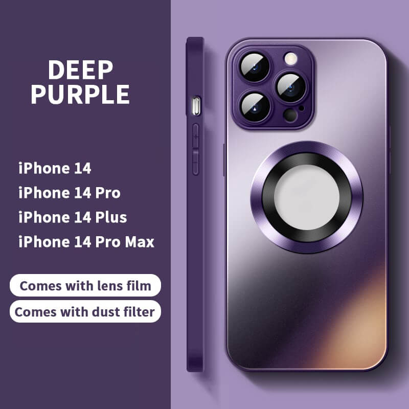 Magnetic AG Glass Frosted Case With Camera Lens Protector For iPhone 14 13
